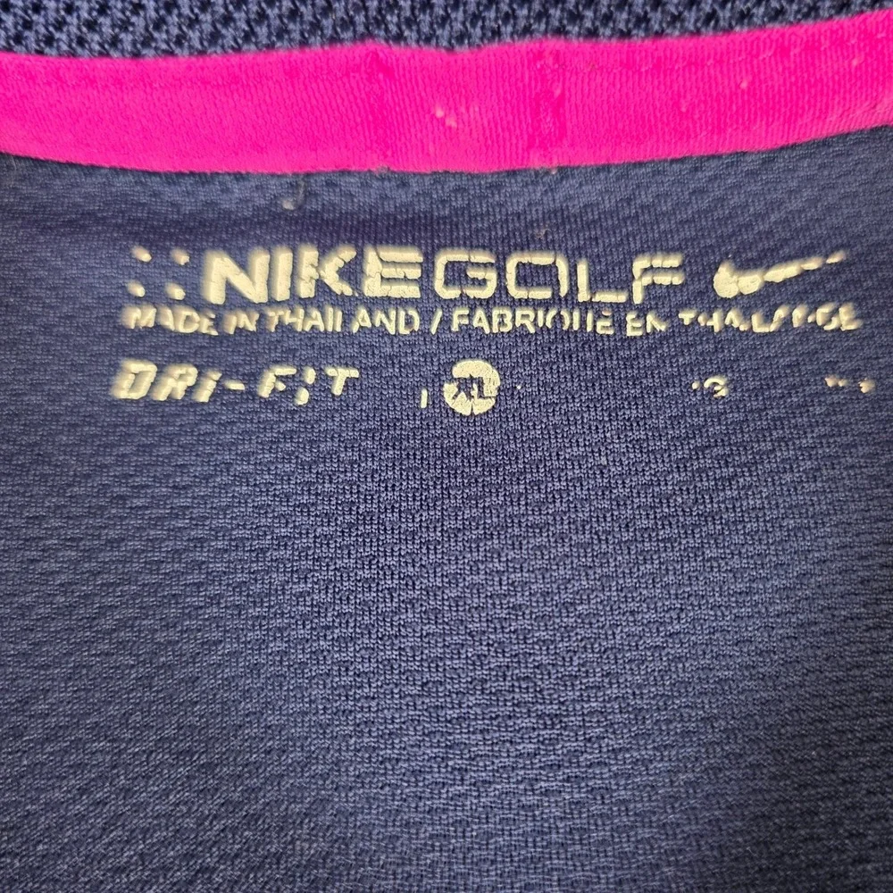 Nike Golf Dri-FIT Short Sleeve Polo Shirt Mens XL Navy Purple Geometric Graphic